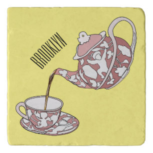 Teacup set cartoon illustration trivet