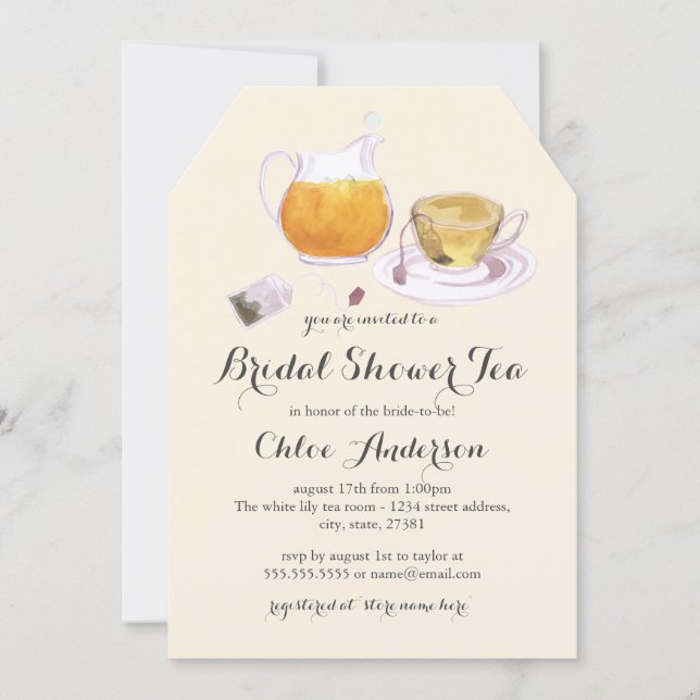 Teacup Sweet Bridal Shower Tea Party Invite (Front)