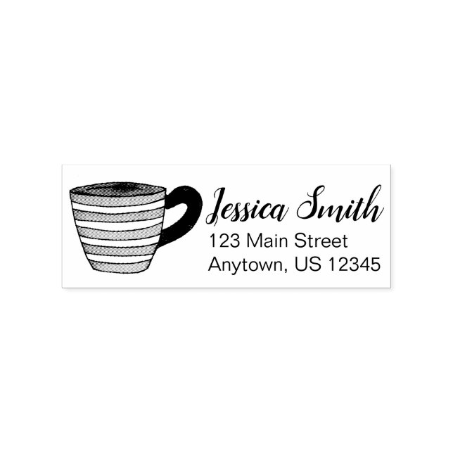 Teacup Tea Cup Personalized Address Rubber Stamp (Imprint)