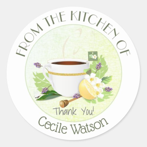 Teacup Tea Party Thank You Baking Classic Round Sticker