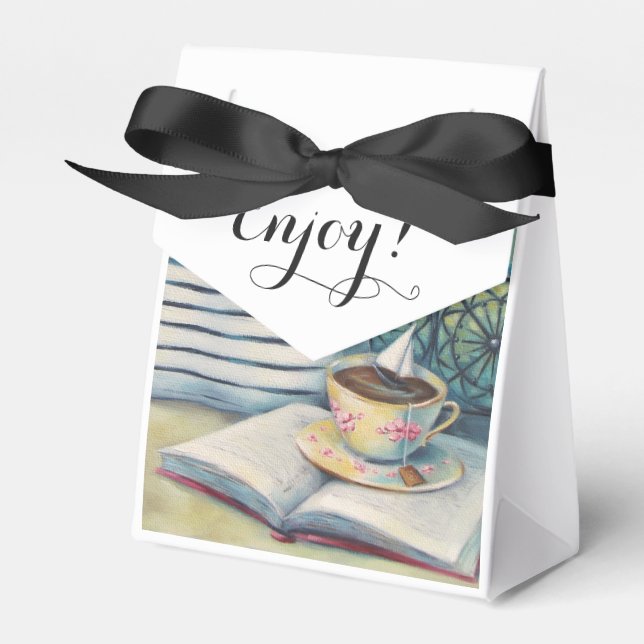 Teacup Tiny Favor Box - Pastel Black & White (Front Side)