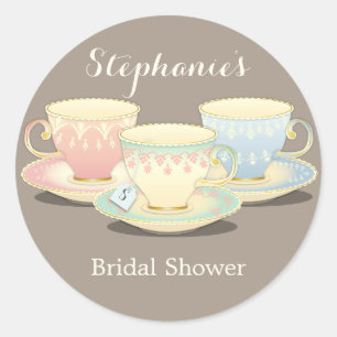 Teacup Trio Chic Bridal Shower Tea Party Sticker