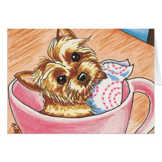 Teacup Yorkie by Off-Leash Art Cards (Front Horizontal)