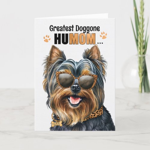 Teacup Yorkie Dog Greatest HuMOM Mothers Day Holiday Card