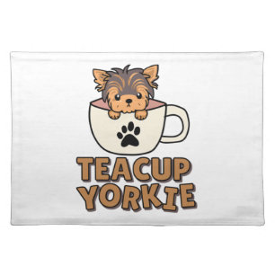 Teacup Yorkie puppy Cloth Placemat