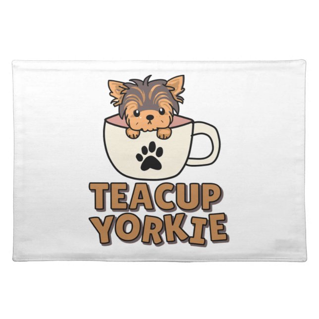 Teacup Yorkie puppy  Cloth Placemat (Front)
