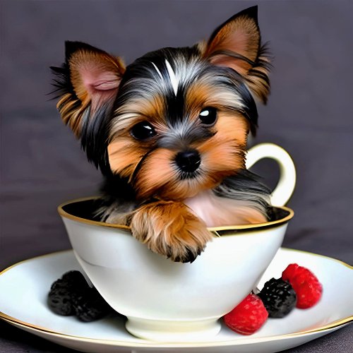 Teacup Yorkie Puppy in a Teacup Poster