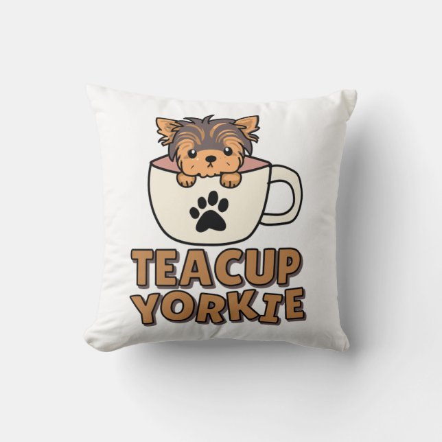Teacup Yorkie puppy  Throw Pillow (Front)