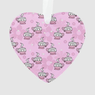 Teacups and Flower Pink Pattern Ornament