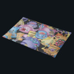 Teacups and Teapots Placemat<br><div class="desc">20” x 14” cotton placemat with an image of colorful teacups and teapots on black. See matching paper placemat, kitchen towel, cloth napkin, paper cocktail napkin and coasters. See the entire Wonderland Placemat collection in the FOOD/BEV | Linens section. This product is not associated or affiliated with the original copyright...</div>