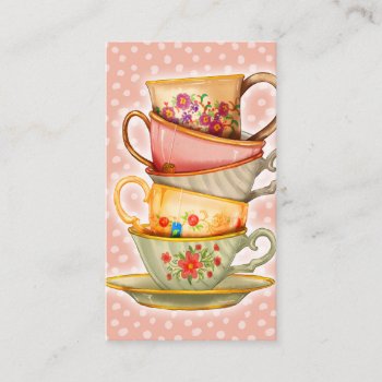 Teacups Business Cards - Vintage Tea Cup Party by NeatBusinessCards at Zazzle