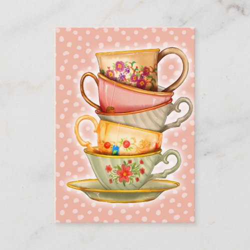 Teacups Business Cards _ Vintage Tea Cup Party