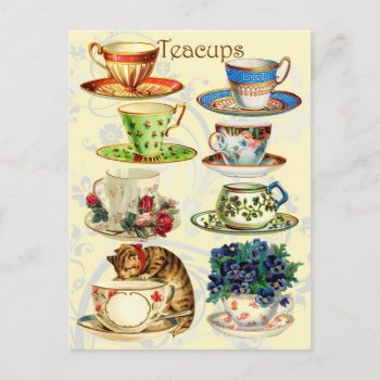 Teacups For Tea Time Postcard by HTMimages at Zazzle