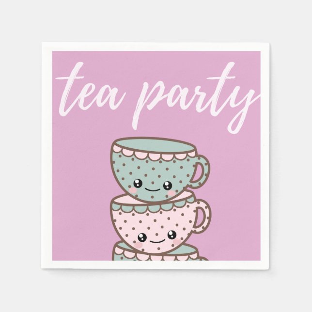 Teacups Pink Tea Party Napkins (Front)