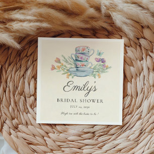 Teacups & Wildflowers Watercolor Bridal shower Napkins