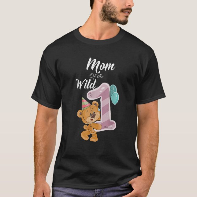 Teady Bear Mom Of The Wild One 1St Birthday Kids T-Shirt (Front)
