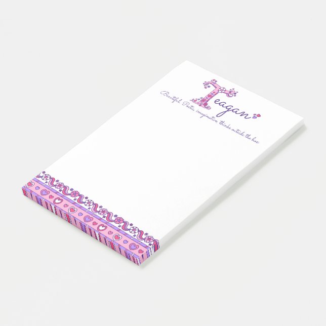 Teagan personalized T name meaning post it notes (Angled)