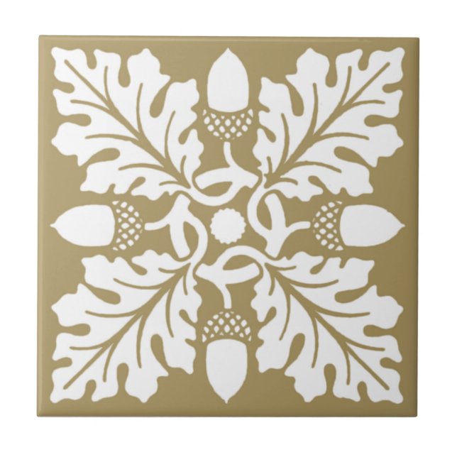 Teak Acorn and Leaf Tile Design (Front)