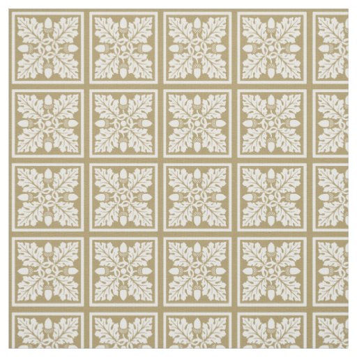 Teak Acorn and Leaf Tile Design Fabric