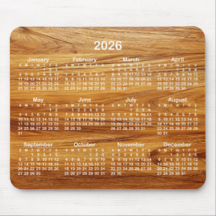 Teak and White 2026 Calendar Mouse Pad