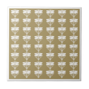 Teak Arts and Crafts Dragonflies Ceramic Tile