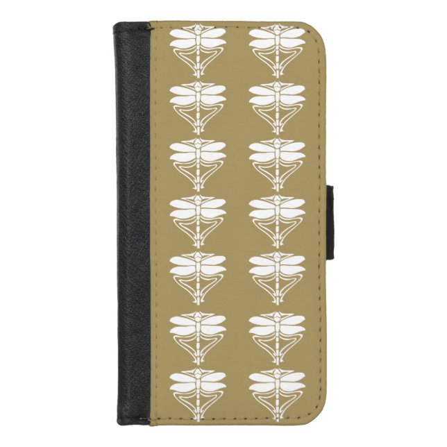 Teak Arts and Crafts Dragonflies iPhone Wallet Case (Front)