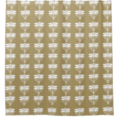 Teak Arts and Crafts Dragonflies Shower Curtain