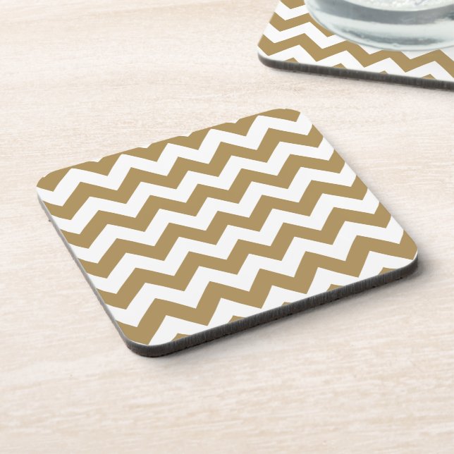Teak Neutral Chevron Beverage Coaster (Left Side)