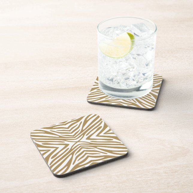 Teak Neutral Zebra Beverage Coaster (Right Side)