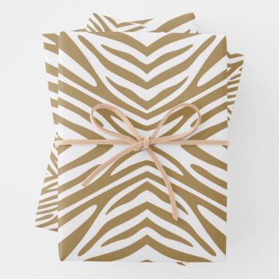 Teak Neutral Zebra Wrapping Paper Sheets