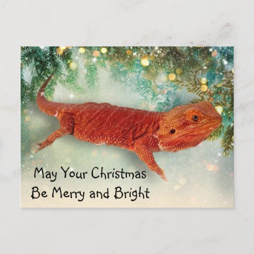 Teak the Bearded Dragon Christmas Postcard