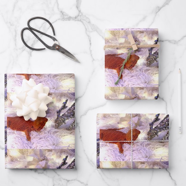 Teak the Bearded Dragon Peace on Earth Wrapping Paper Sheets (Front)