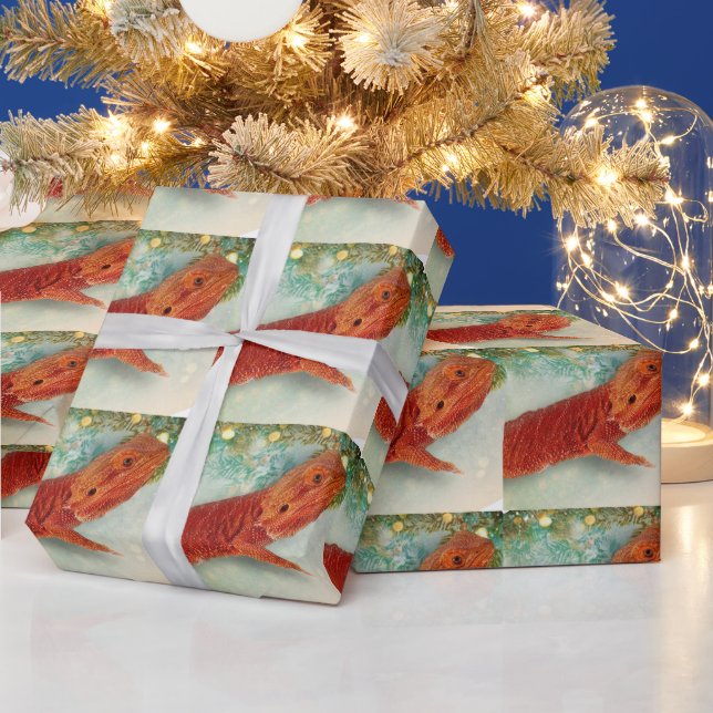 Teak the Bearded Dragon Wrapping Paper Roll (Holidays)
