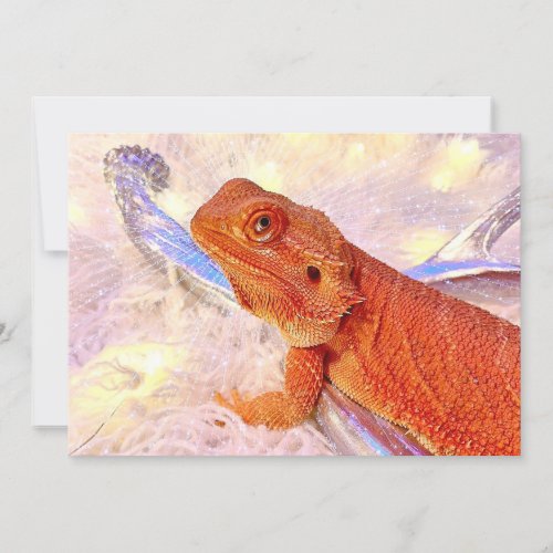 Teak the Bearded Dragons Merry and Bright  Flat Holiday Card