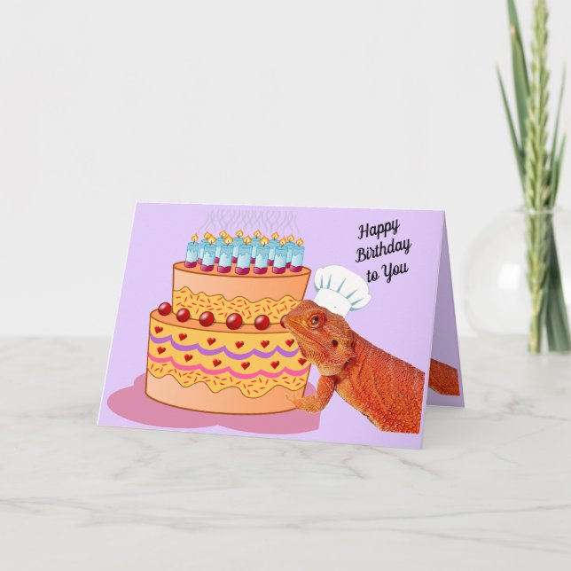 Teak the Beardie Wishes You A Happy Birthday  Card (Front)