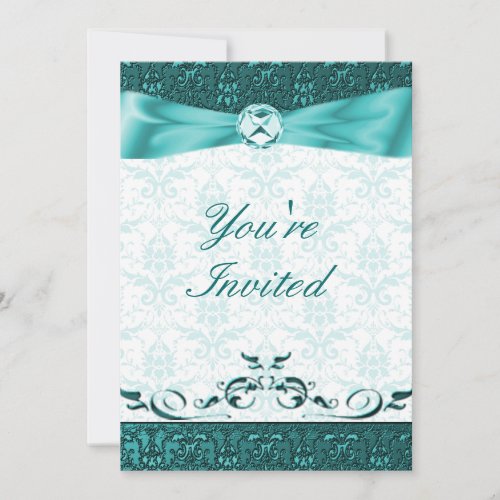 Teak Victorain Damask Wedding Invitation