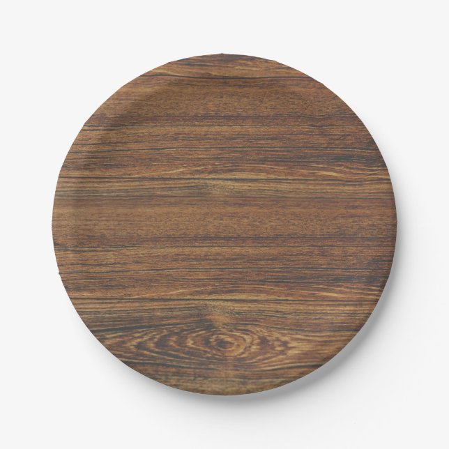 Teak Wood Grain Paper Plates (Front)