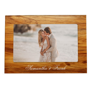 Teak Wood Grain Photo Wedding Magnetic Frame