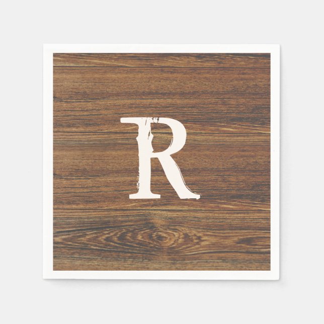 Teak Wood Grain with Monogram Napkins (Front)