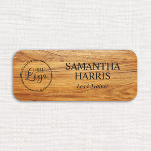 Teak Wood Image Logo Name Tag