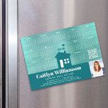 Teal 2026 Calendar Realtor Photo QR Code Magnet<br><div class="desc">Present your best self to your clients and make sure they remember you year-round with this chic, elegant, 2026 calendar magnet card. A simple, modern 12 month calendar, a teal green blue modern house icon, your custom qr code, personal photo and bold white typography on a teal green blue band...</div>