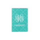 Teal 2 Tone Damask #3 Vine Script Monogram