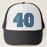 Teal 40th Birthday Party Trucker Hat<br><div class="desc">Classic 40th Birthday Party Hat for a man or woman who is celebrating their 40th milestone year</div>