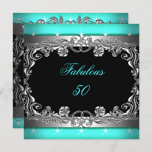 Teal 50  Fabulous 50th Birthday Party Invitation