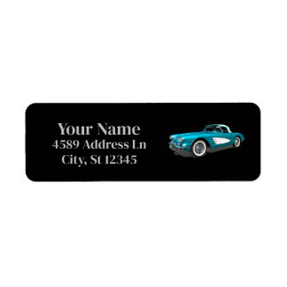 Teal 59 Corvette Car Red Explosion background Label