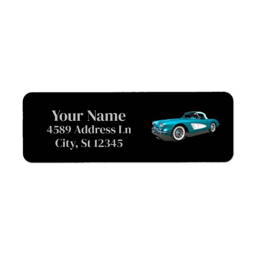 Teal 59 Corvette Car Red Explosion background Label