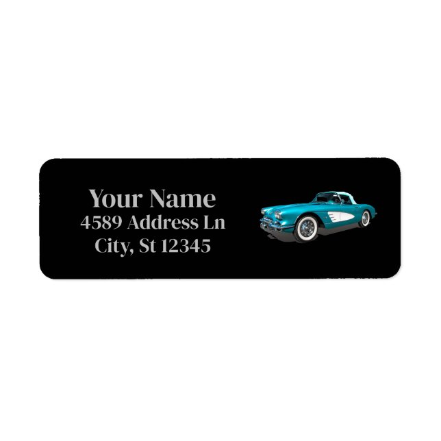 Teal 59 Corvette Car Red Explosion background Label (Front)