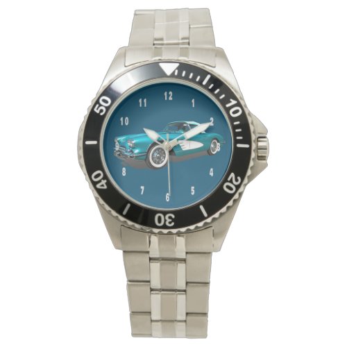 Teal 59 Corvette customizable background   Watch