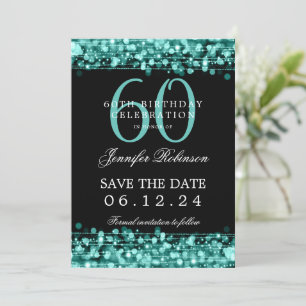 Teal 60th Birthday Party Save the Date  Invitation