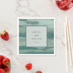 Teal Absract Coastal Chic Modern Wedding Napkins
